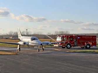 The Monarch Fire Protection District recognized Dick’s last patient flight with a water cannon salute.