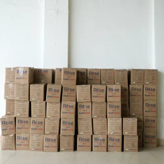 Boxes of food packs ready for delivery