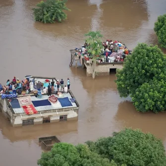 Flood-impacted people waiting to be evacuated